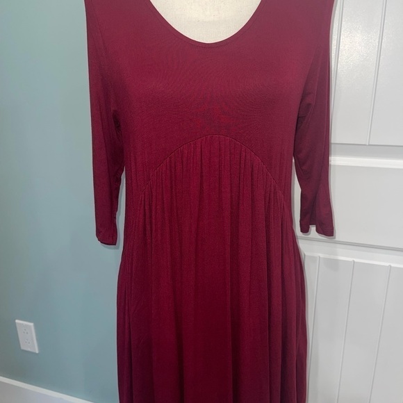 Burgundy solid Babydoll Mini Dress - Picture 7 of 13